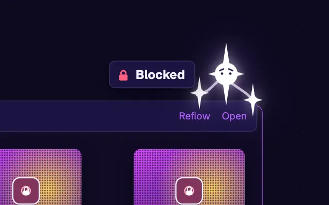 The companion with worried eyes above a Blocked label and a group header.