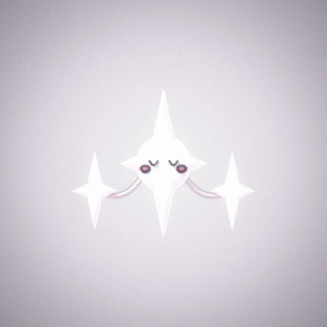 The companion in felt, eyes closed happily, on a pale background.
