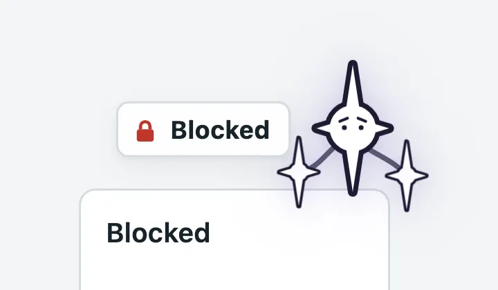 The companion with a near-black outline on a light theme, next to a Blocked card.