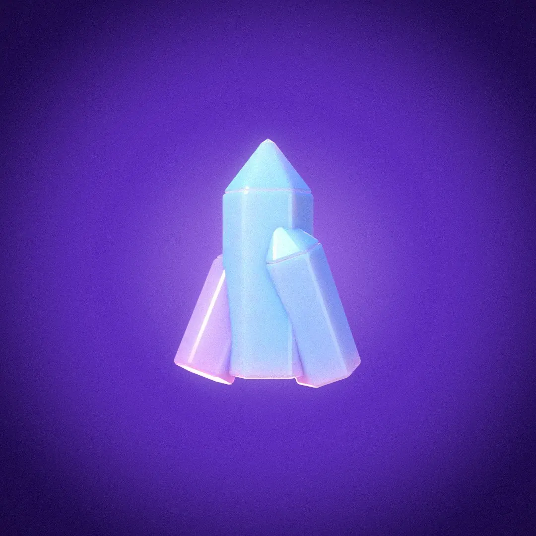 A cluster of faceted blue and lilac gummy crystals.