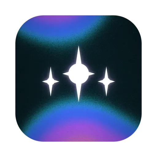 Tide palette, the current icon: a dark background with teal, blue, and violet grain, and three white four-point stars.