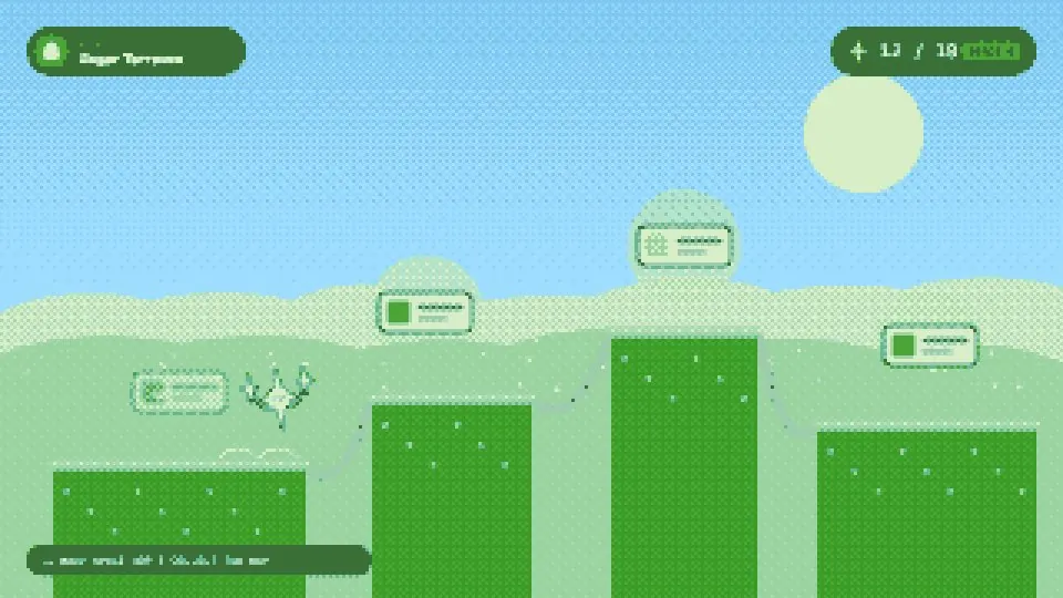 The side-scroller level as 16-bit pixel art.